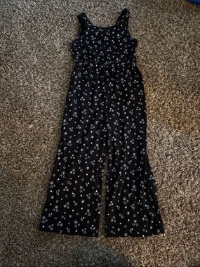 Black Floral Wide-Leg Jumpsuit size 6